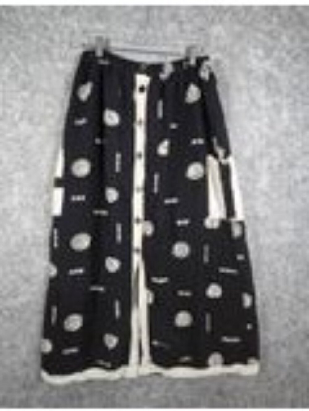 Simple People Midi Skirt Black Polka Dot Stripe Button Front Lagenlook Size L - Picture 10 of 11